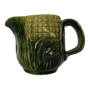 Vintage Stanford Majolica Pottery Corn Cob Creamer Pitcher 1950's Country